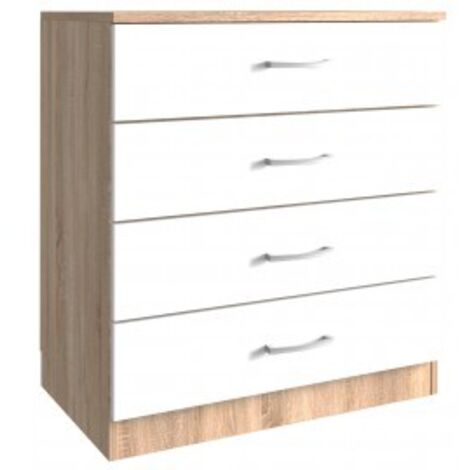 Cassettone - 4 Cassetti 70X40X72H Cm - Rovere Bianco