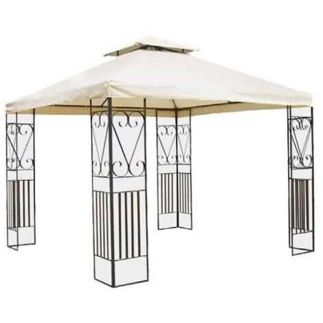 Gazebo pieghevole in metallo decorato 3x3m – Top in poliestere 220g/mq – Cuspide antivento – Pannelli laterali decorati – I Giardini Del Re (1/10)