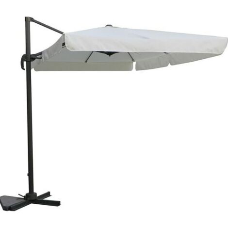 Ombrellone da Giardino Palo Decentrato 2x3 mt Bianco Base a Croce