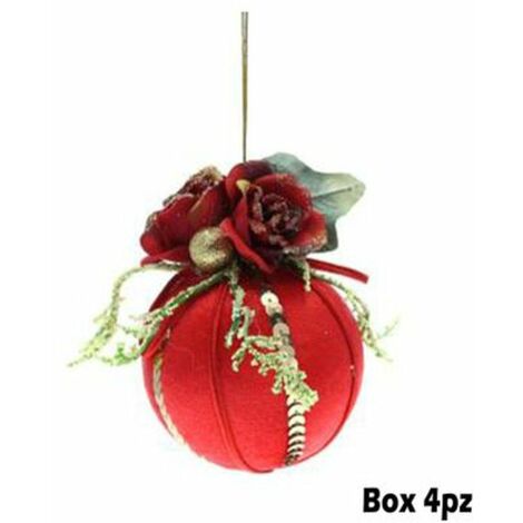 10 Palline Di Velluto Per Albero Di Natale – Rosso Con Bordo Oro – 10 Cm – Cosedacasa