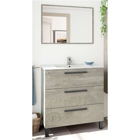 Kit Mobile Bagno Athena 3 Cassetti 80 Rovere Alaska