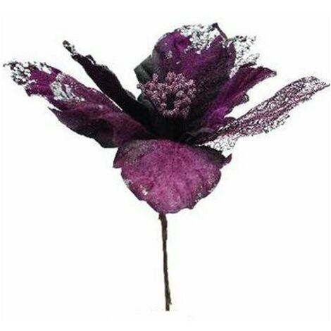 Fiore decorato per albero natale 28x15 cm - colore viola - addobbo decorazione natalizia
