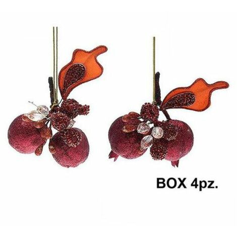 4 Decorazioni frutta natalizia 13 cm - colore rosso/arancio - addobbo natale