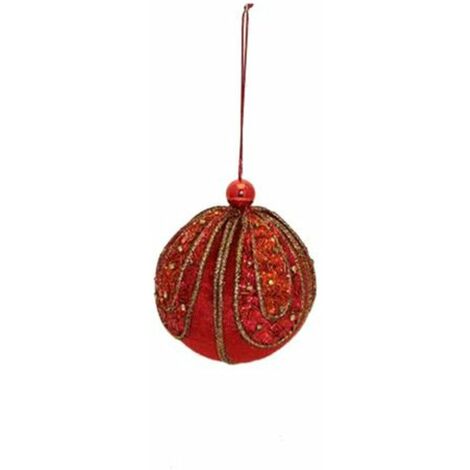 Palla Di Natale In Vetro 9cm – Auto Rossa Con Albero – Addobbo Tradizionale - 3