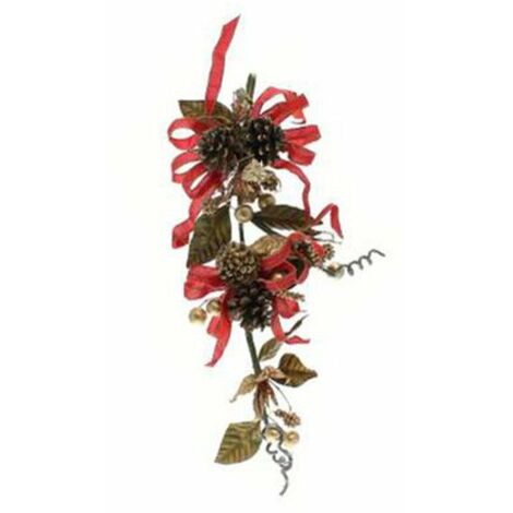 Decorazione per porta natalizia fuoriporta - colore rosso/oro - addobbo di natale