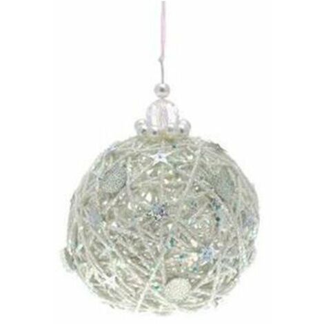 Sfera decorata per albero di natale - colore argento - decorazione addobbo  natalizio