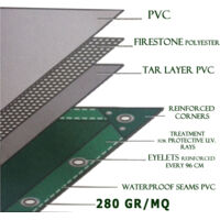 TELONE OCCHIELLATO PVC VERDE EFFE - GR/MQ 280 MT 5X6 - 1 pezzo