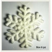 6 fiocchi di neve decorativi innevati h20 cm - colore bianco