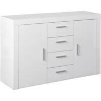 Mobile 2 Ante + 4 Cassetti 134X40Xh86 Cm Lacc. Bian