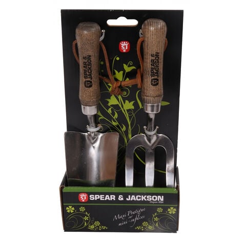 Set de 2 mini outils à fleurs inox manche bois
