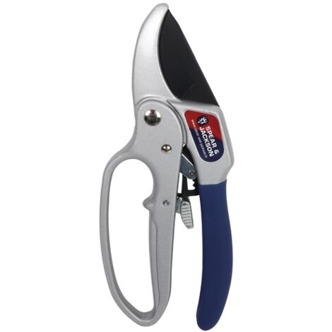 Sécateur à crémaillère 20 cm – Lame en acier haute teneur en carbone avec revêtement téflon – Corps en aluminium moulé – Coupe jusqu'à 20 mm – Spear & Jackson