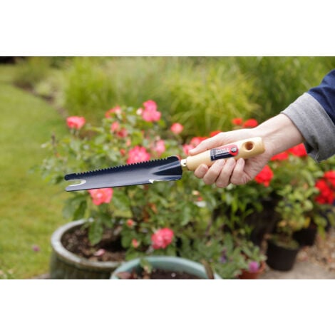 Couteau désherbeur affûté dentelé manche bois
