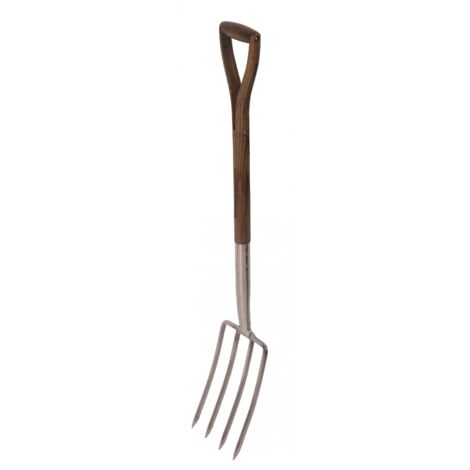 Fourche à bêcher en inox et frêne vieilli grand modèle (1/6)