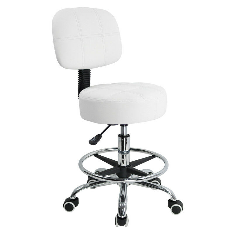 Tabouret de Bureau avec Dossier, Tabouret à roulettes Rotation à  360°Hauteur Réglable 47-61,5 cm, pour Salon de Massage, Bureau, Clinique  (Elliptique