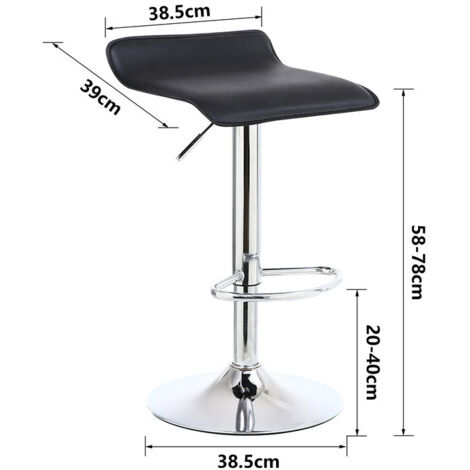 Tabouret De Bar Réglable WOLTU Avec Dossier Et Repose-Pieds - Hauteur 63-84 Cm, Siège Rembourré Pivotant - Chenille Et Velours - Noir