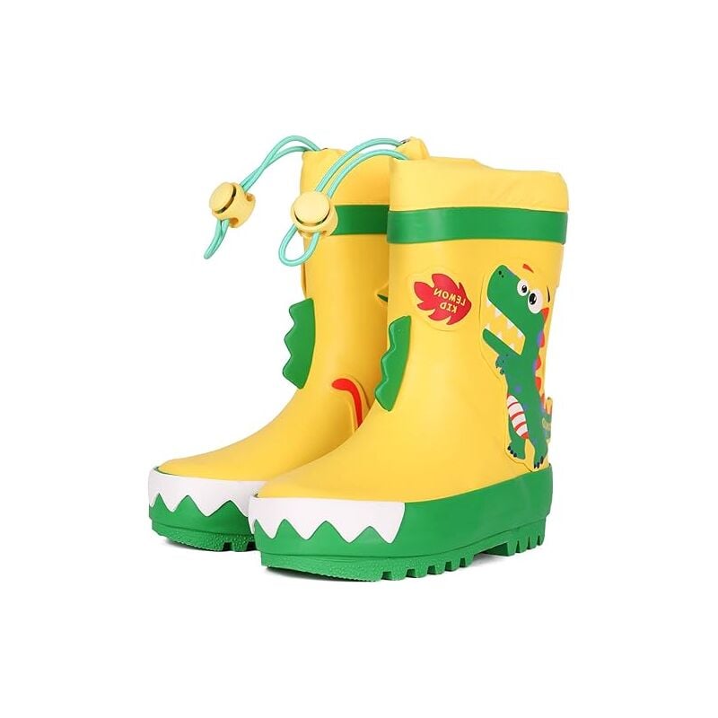 MINKUROW Botas de Lluvia,Unisex Niños Niños Niñas Cómodos Ligeros Zapatos de Lluvia de Goma de Dinosaurio,Botas de Lluvia para Jardín Escuela-29 Yardas