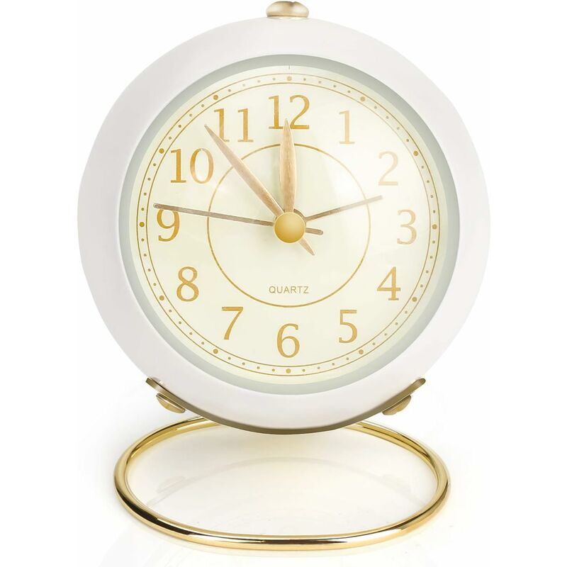 Reloj despertador analógico, reloj pequeño súper silencioso de 4 pulgadas  sin tictac con luz nocturna, funciona con pilas, diseño simple, alarma