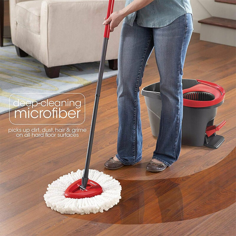 Floor Mop Turbo Wiper Mop Set con almohadillas de microfibra de 3 piezas y  cubo fácil de escurrir Limpieza de pisos lavable
