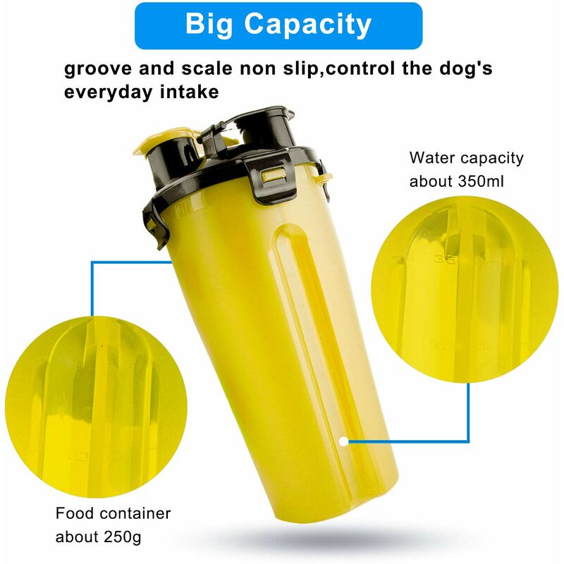 Bebedero Perro Portatil, 2 en 1 de 350 ml para Bebedero portatil Perro  Botella Agua Perros Portatil, para Mascotas para Caminar al Aire Libre,  Senderismo, Viajes,Yellow : : Productos para animales