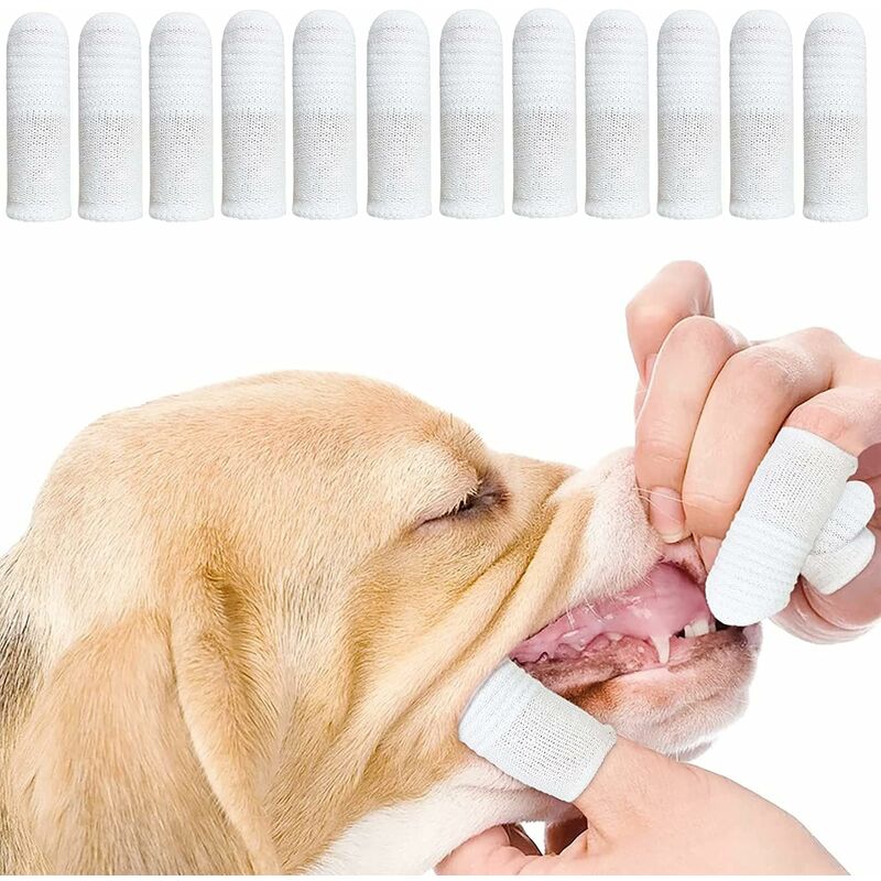 MINKUROW Cepillo de dientes para dedos de perro, cepillo de dientes para mascotas de tela, cepillos de higiene dental, placa antidental para perros y gatos (12 piezas)