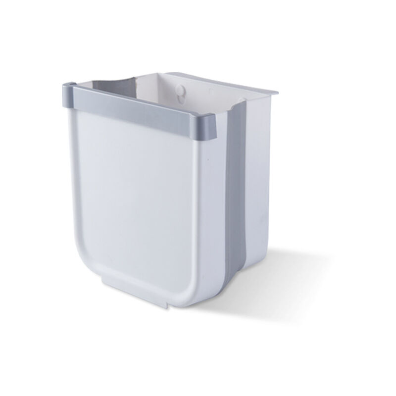 Cubo de basura plegable de plástico de 10 litros, para colgar en la pared,  para cocina, canbinet oficina, coche, baño, cocina, color gris