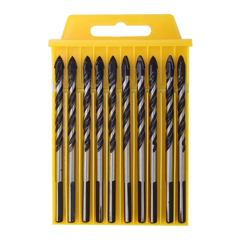 Juego de 10 brocas de Φ6mm - Brocas para taladro atornillador y percutor - Especiales para hormigón, madera, plástico y mampostería - Herramientas duraderas - Entregadas en caja