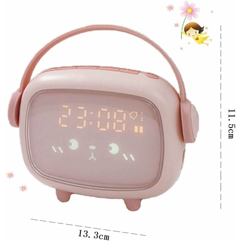 Reloj despertador para niños Encender digital Lámpara led Reloj despertador  Luz nocturna Niña Niños Día Noche Niño Volumen ajustable Posponer USB  Cargar Despertador