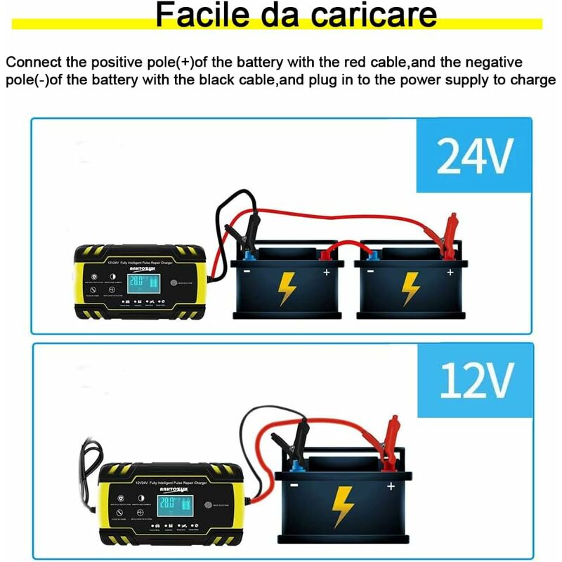 cargador de bateria 12v y 24v lithium, y baterias plomo acido moto, ca