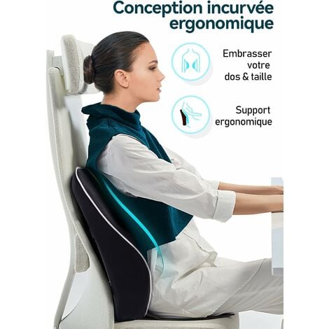 MINKUROW Cojín ergonómico de apoyo lumbar, respaldo de espuma viscoelástica para  silla de oficina, asiento de