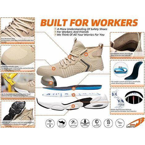 Zapatos de Seguridad para Hombre Calzado de Seguridad Mujer Ligeras Zapatos  de Trabajo Antideslizante Zapatillas de Seguridad Hombre con Punta de