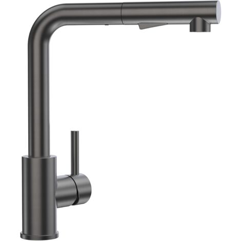 MINKUROW Grifo de cocina con rociador, grifo mezclador de cocina con rociador extraíble, grifo de fregadero con 2 tipos de chorro, grifo monomando de fregadero de acero inoxidable, giratorio 360°, gri (1/5)