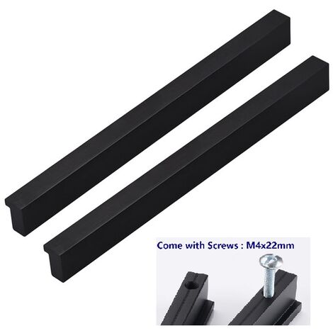 MINKUROW 2x 90° L Pomos de Puerta Cocina Dormitorio Puerta Gabinete Manijas Manija Pomo de Puerta de Gabinete para Cajón Armario Tirador de Muebles Interior, Distancia al Centro 192mm, Aluminio
