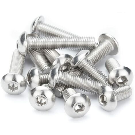 Tornillos M10 Tornillos de cabeza hexagonal Tornillos de cabeza de botón Tornillos de cabeza hexagonal Allen Tornillos de acero inoxidable Sujetadores M10 × 16 mm, 5 piezas MINKUROW (1/5)