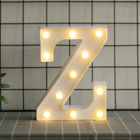 MINKUROW Letras iluminadas Lámpara de alfabeto iluminada Luces de letras LED Operador de letras Deco Funciona con pilas para recepciones Fiesta Boda Decoración de bar en casa (Z)