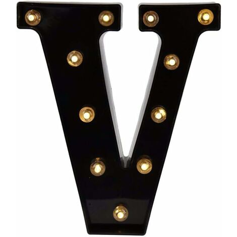 MINKUROW Letras decorativas LED, 26 letras del alfabeto inglés, luz LED creativa, letras de plástico negro para el hogar, fiesta, bar, boda, cumpleaños, día de San Valentín, festival (W) (1/5)