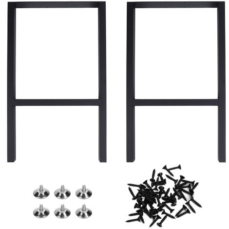 2 patas de mesa en forma de H de 28 pulgadas, patas de soporte de metal para muebles del hogar, banco de escritorio de oficina, negro mate (1/5)
