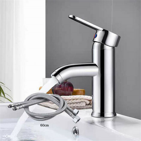 Grifo de baño, grifo de lavabo, grifo de alta calidad, grifo de baño, resistente al desgaste, adecuado para un diámetro interior de 32 mm a 42 mm, galvanizado, corto, 165 mm (incluida la tubería de ag (1/5)