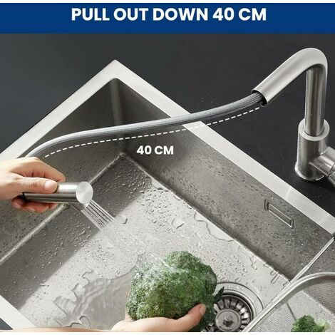 Grifo de cocina con ducha, grifo de cocina con 2 tipos de chorro, grifo de fregadero de cocina extensible con acoplamiento magnético, grifo de cocina mezclador giratorio de 360°, acero inoxidable