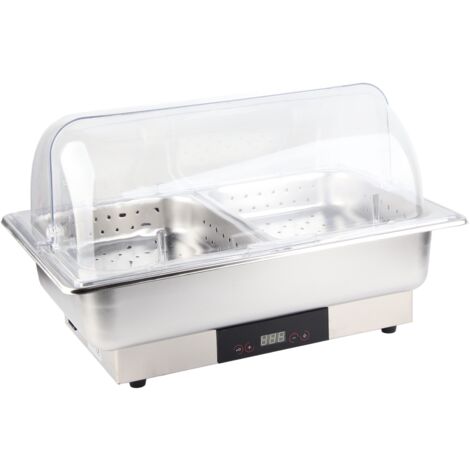 MINKUROW - Calentador de buffet eléctrico con 2 bandejas 9L 600W con indicador de temperatura Juego de buffet para frotar (1/5)