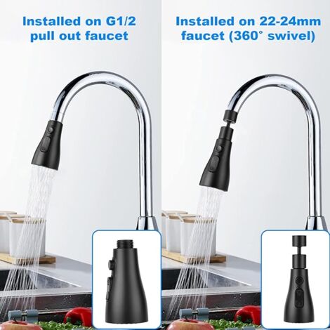 Accesorio giratorio para grifo, giratorio 360° con 3 modos, aireador de grifo multifuncional, ahorrador de agua para grifo, ducha, cocina, baño