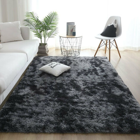MINKUROW Alfombrilla Esponjosa De Piel Sintética Para Área Esponjosa, Alfombrilla Decorativa Con Degradado Para Dormitorio, Sala De Estar, Comedor (Gris Oscuro, 80 × 120 Cm) (1/5)