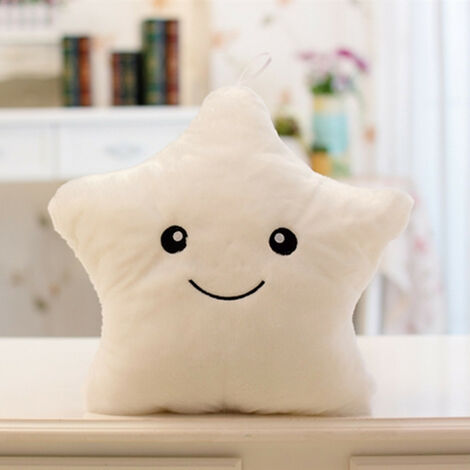 MINKUROW - Almohada De Felpa Con Estrella De Cinco Puntas, Colorida Y Brillante (Blanco) (1/3)