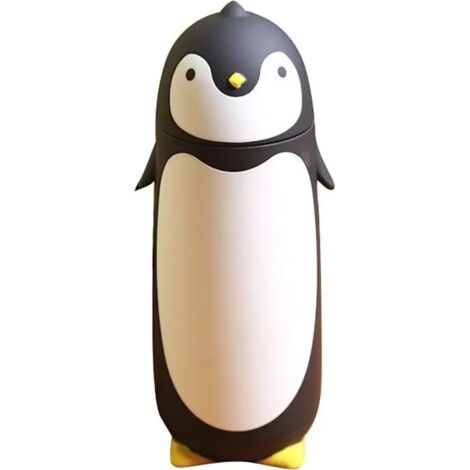 MINKUROW Pingüino Termo De Vacío De Acero Inoxidable Taza De Viaje Botella De Agua De Té Frasco De Café (Schwarz) (1/5)