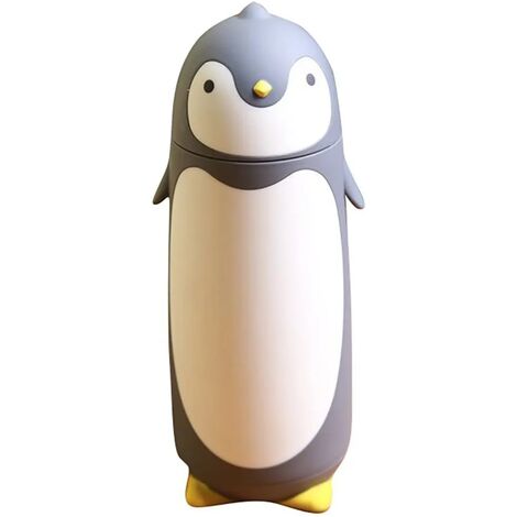 MINKUROW Pingüino Termo De Vacío De Acero Inoxidable Taza De Viaje Botella De Agua De Té Frasco De Café (Gris) (1/5)