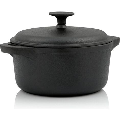 Cazuela De Hierro Fundido MINKUROW Bbq Toro 3 Litros, Ø 20 Cm Ronda Fuente Para Asar Con Tapa (1/3)