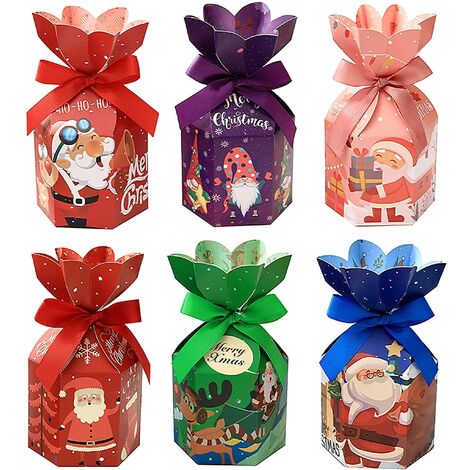 MINKUROW Caja De Regalo De Navidad, 18 Cajas De Dulces De Navidad Caja De Regalo De Papel Caja De Regalo De Papel Cajas De Dulces Decorativas Cajas De Papel Kraft Fiesta De Navidad Dulces (1/5)