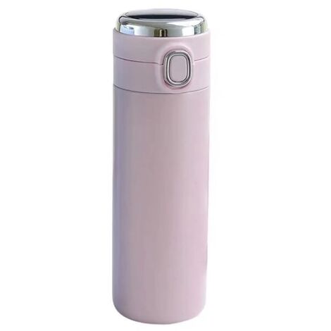 MINKUROW Termo Con Indicador De Temperatura Botella De Agua Aislada Al Vacío - Taza Inteligente De Acero Inoxidable De 420 Ml Mini Taza De Viaje Para Niños, Niñas Y Mujeres (Rosa) (1/5)
