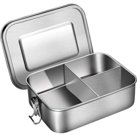 MINKUROW Bento Box De Acero Inoxidable, 1200ml Bento Box Para Niños Y Adultos, Fiambrera Metálica Con 3 Compartimentos Y Sello De Silicona (1/5)