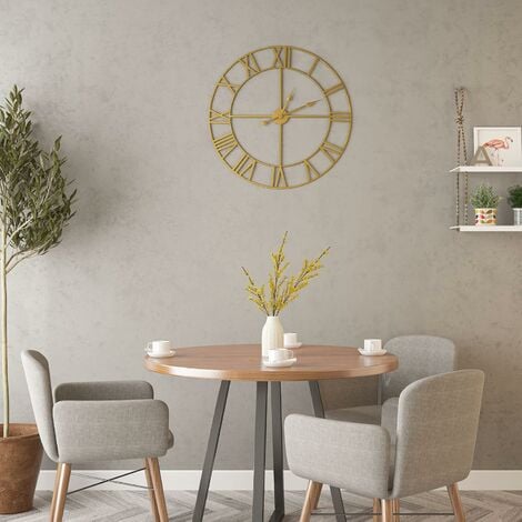 Reloj de pared grande para decoración de sala de estar, reloj de pared  silencioso a pilas, reloj de pared clásico rústico retro decorativo para