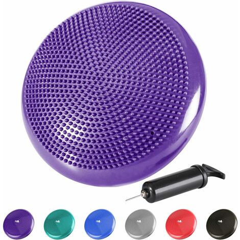 MINKUROW Cojines De Asiento De Bola Con Botones, Cojines De Aire, Asiento Con Bomba De Aire, Cojín De Equilibrio, Cojín De Botón, Redondo Φ33cm. Deportes (Púrpura)